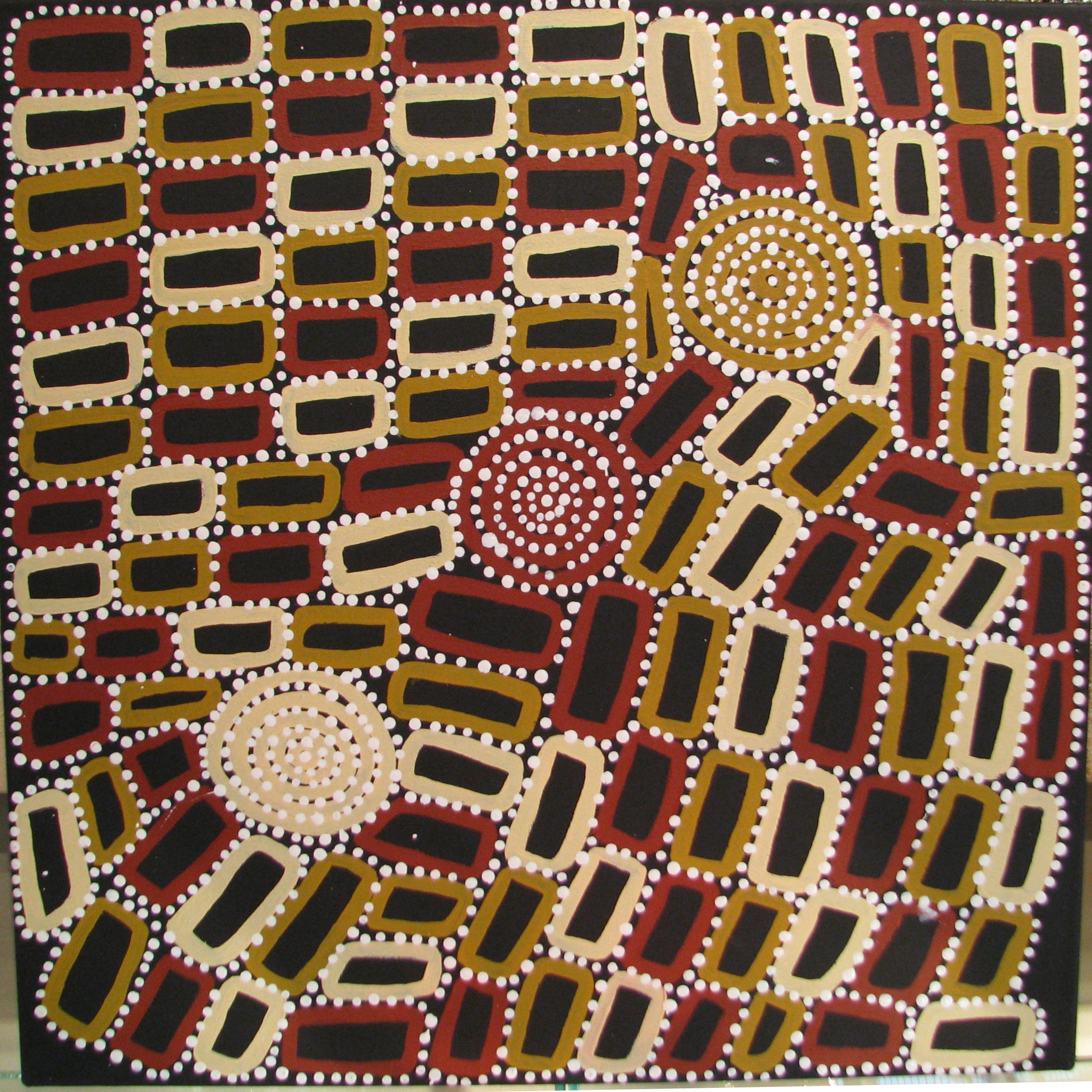 Title: Tingari, size 121 x 121 cm.